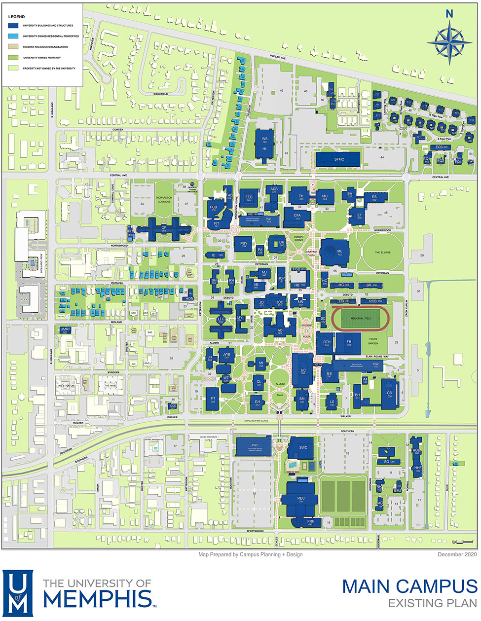 U Of M Map University Of Memphis