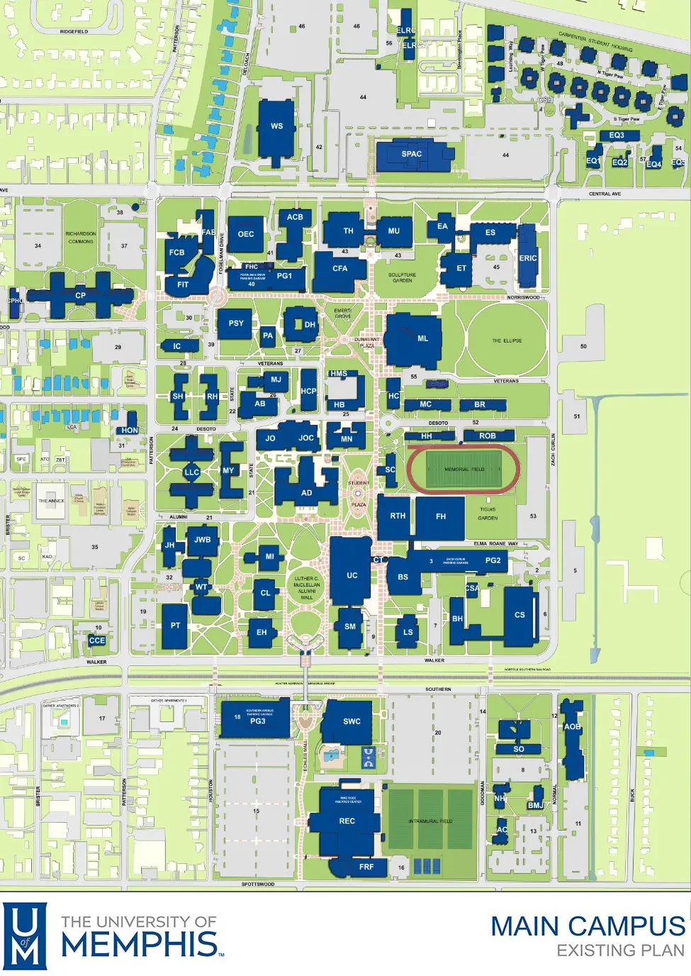 The University of Memphis Main Campus Map