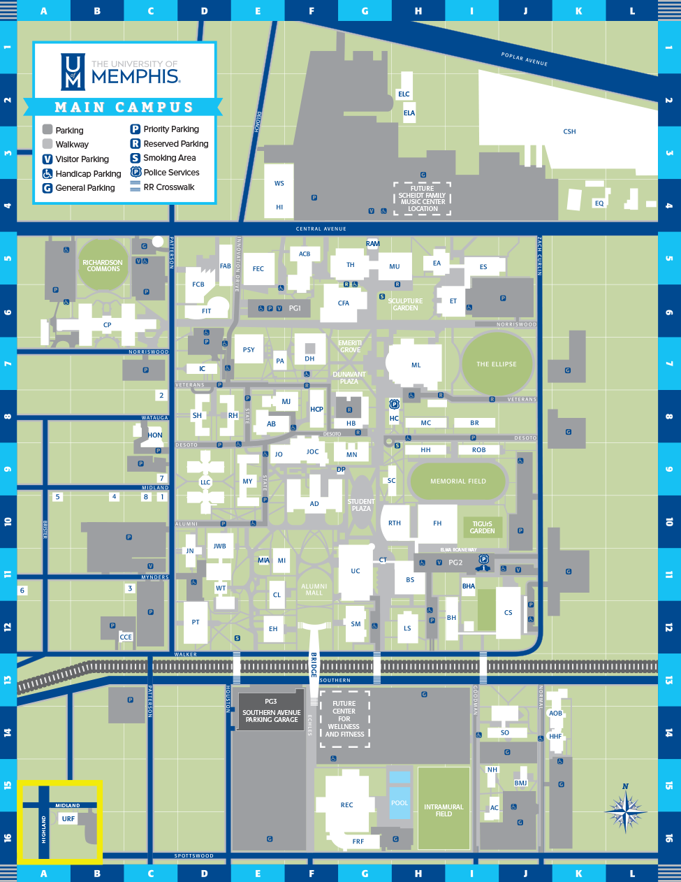 U Of M Campus Map University of Memphis